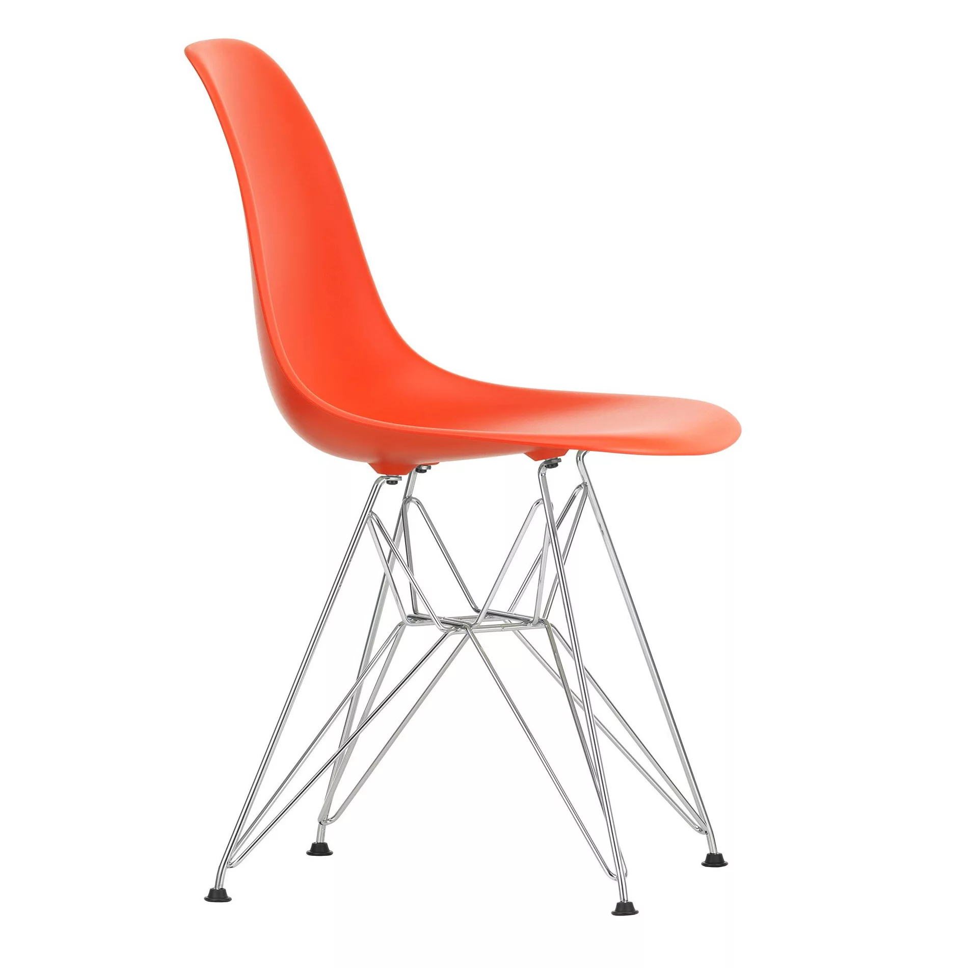 Vitra - Eames Plastic Side Chair DSR Gestell verchromt - mohnrot/Sitzfläche günstig online kaufen