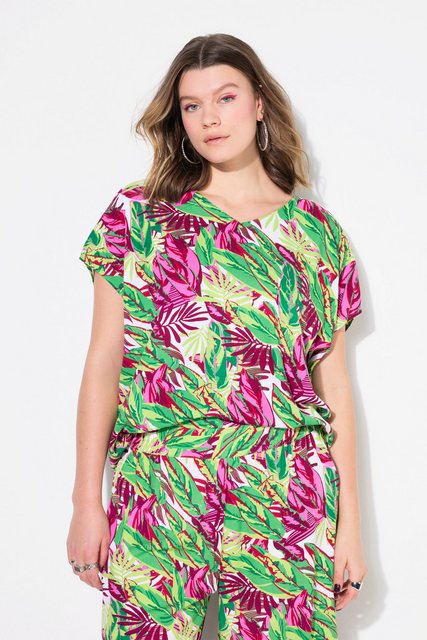 Studio Untold Druckbluse Blusenshirt oversized Jungle-Print V-Ausschnitt günstig online kaufen