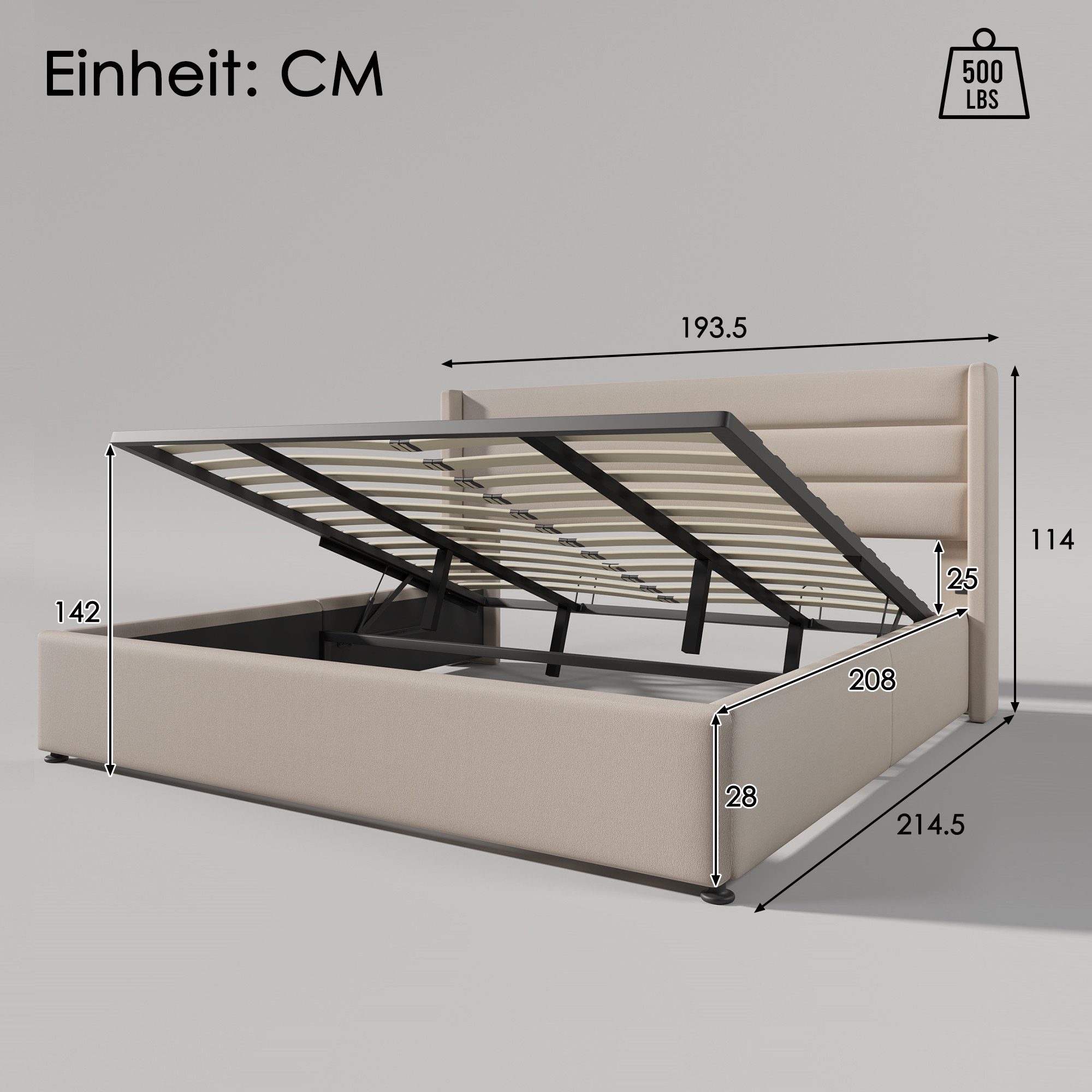 STILVORA Polsterbett 180x200 Hydraulisch Stauraumbett Doppelbett günstig online kaufen