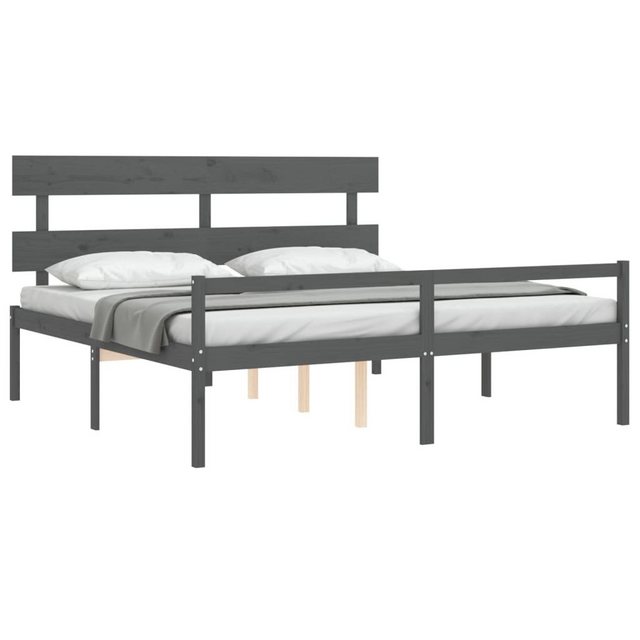 furnicato Bett Seniorenbett mit Kopfteil 200x200 cm Grau Massivholz (1-tlg) günstig online kaufen