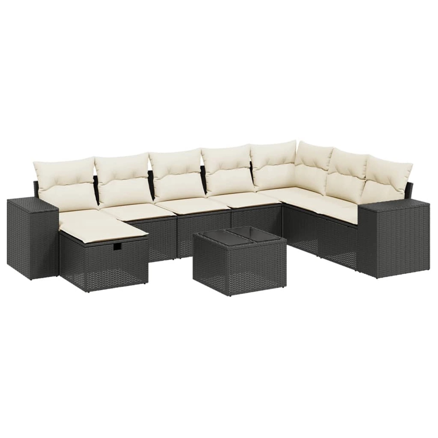 vidaXL 9-tlg Garten-Sofagarnitur mit Kissen Schwarz Poly Rattan Modell 119 günstig online kaufen