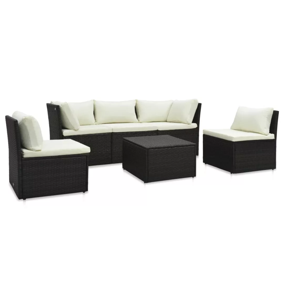 4-tlg. Garten-lounge-set Mit Auflagen Poly Rattan Braun günstig online kaufen