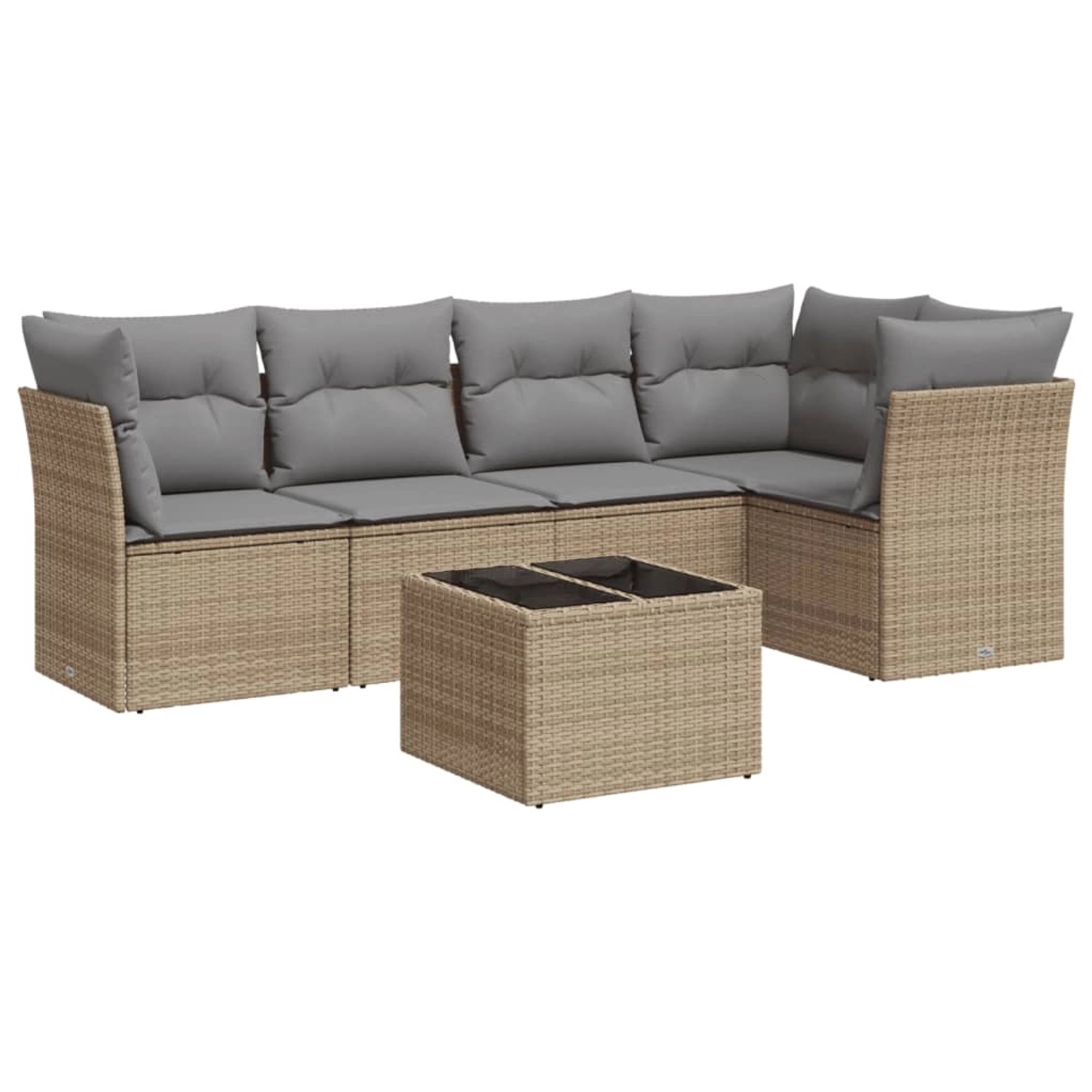 vidaXL 6-Tlg Garten-Sofagarnitur mit Kissen Beige Poly Rattan 3249448 günstig online kaufen