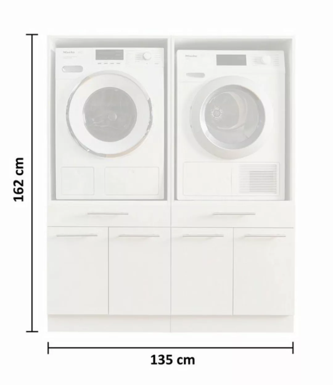 freiraum Waschmaschinenumbauschrank LAUNDREEZY in weiß - 135x162x67,5 (BxHx günstig online kaufen