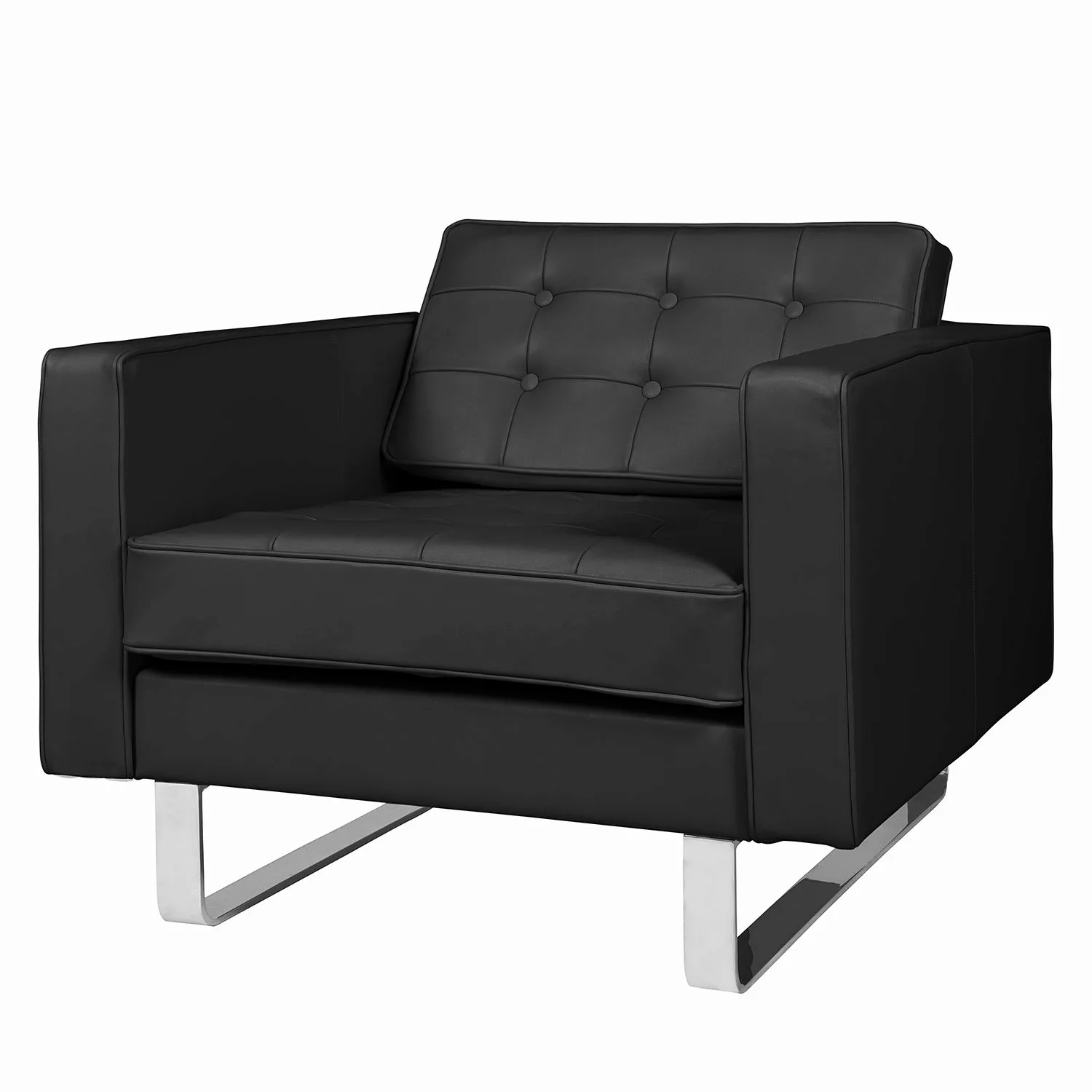 home24 Fredriks Sessel Chelsea IV Schwarz Echtleder 82x75x85 cm (BxHxT) günstig online kaufen