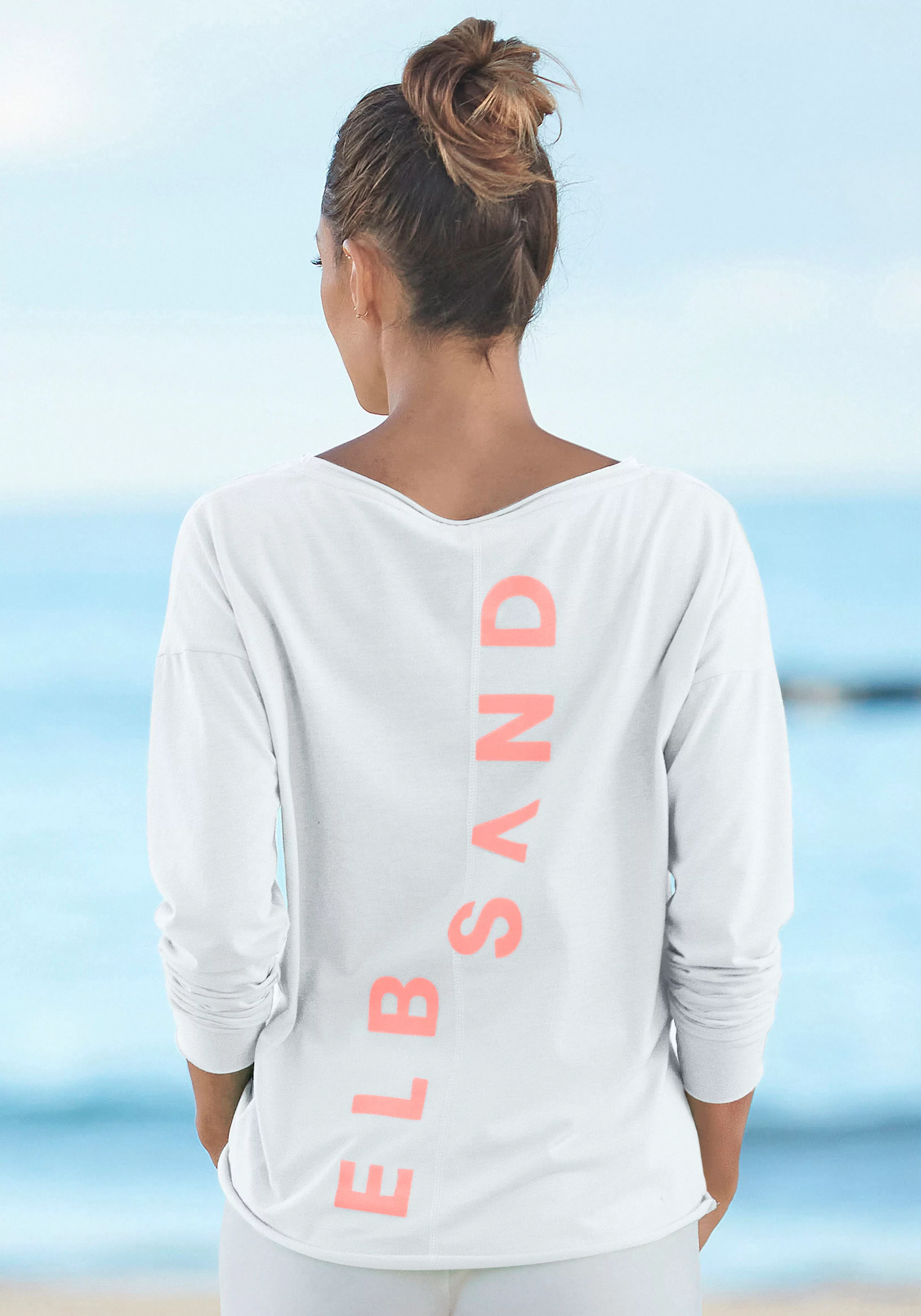 Elbsand Langarmshirt Raina mit Logoprint hinten, Longsleeve aus Baumwoll-Mi günstig online kaufen