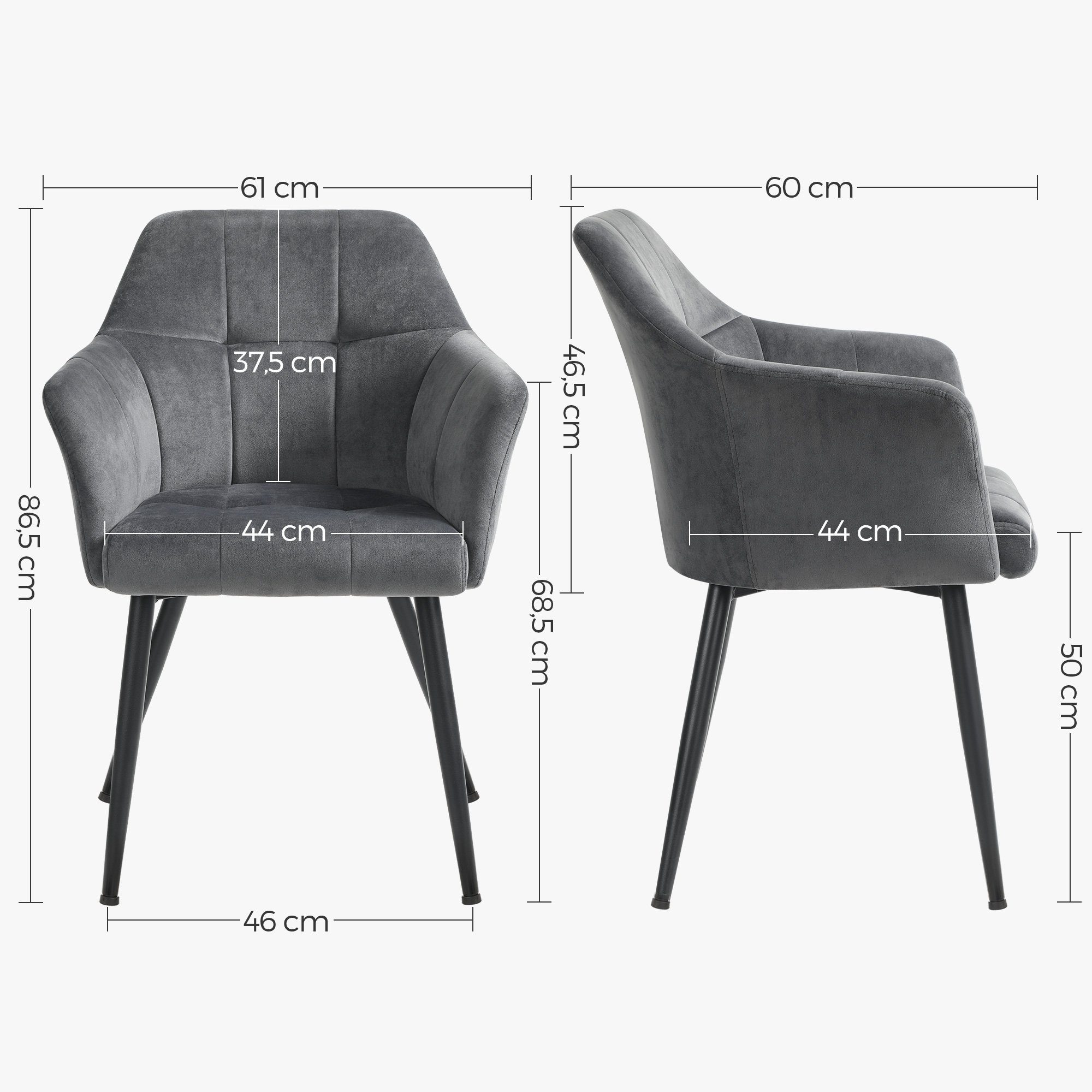 SONGMICS Esszimmerstuhl (4 St), Polsterstuhl, Samt, günstig online kaufen