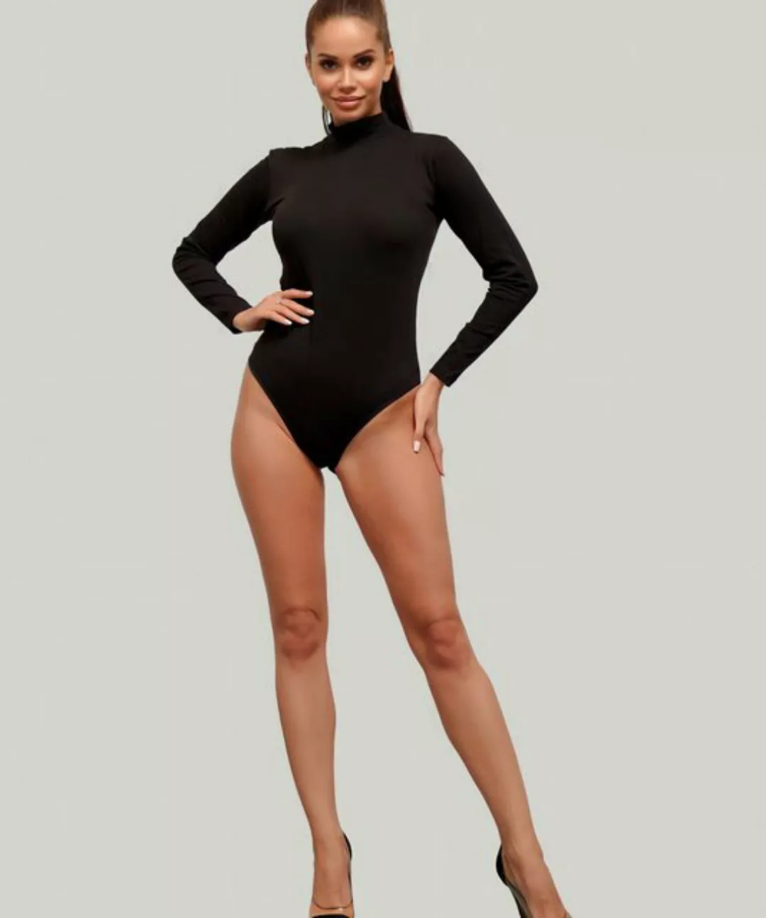 Kota Langarmbody Damen mit Halbkragen – Eleganter Bodysuit mit Hakenverschl günstig online kaufen