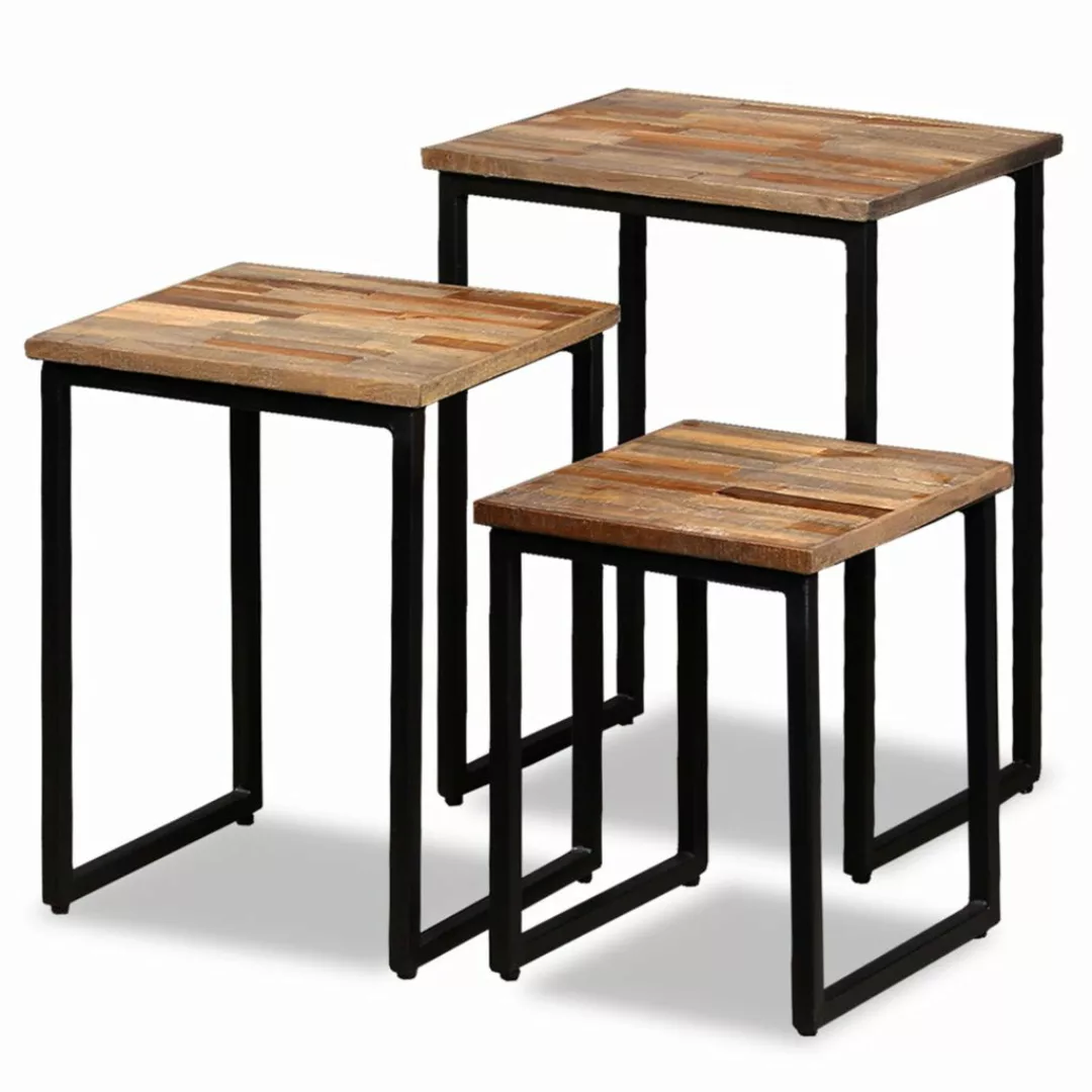 Satztisch Couchtisch-set 3-tlg. Recyceltes Massivholz Teak günstig online kaufen