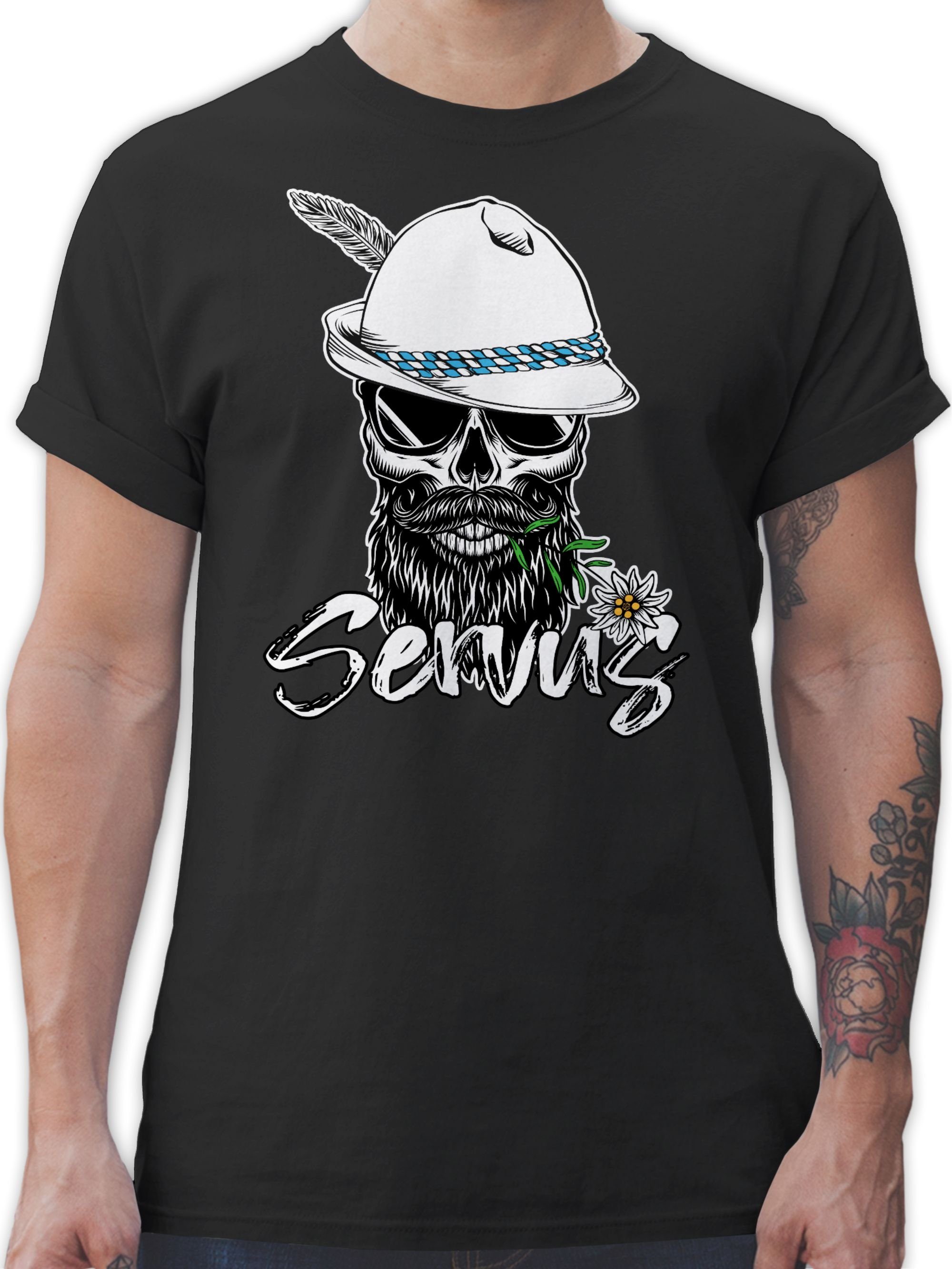 Shirtracer T-Shirt Servus Totenkopf Skull Bayrisch günstig online kaufen