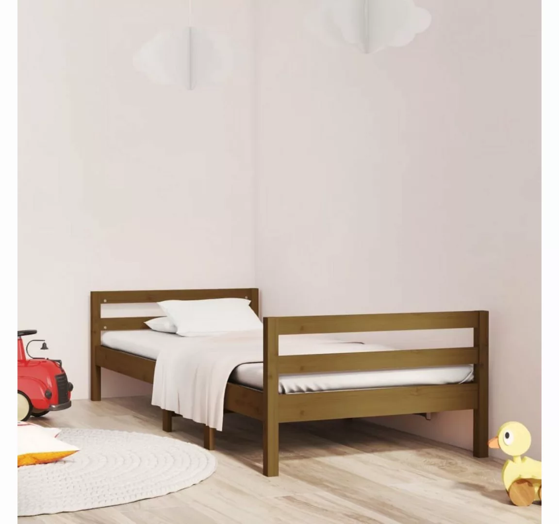 furnicato Bett Massivholzbett Honigbraun 75x190 cm Kiefer günstig online kaufen
