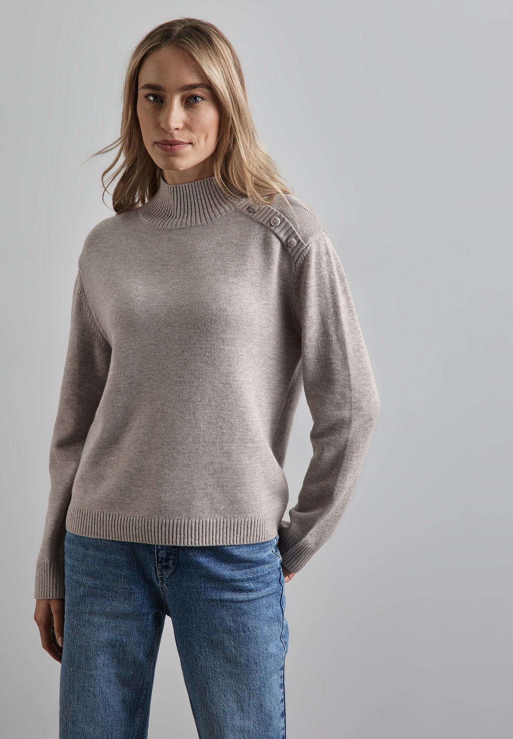 STREET ONE Strickpullover, mit Knopf Details günstig online kaufen