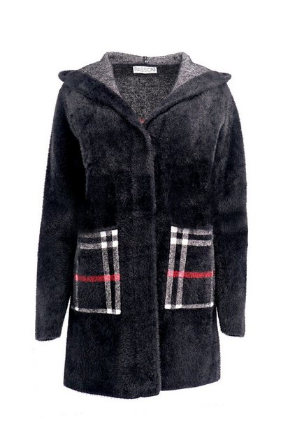 Passioni Winterjacke Mittellange Flauschige Jacke in schwarz günstig online kaufen