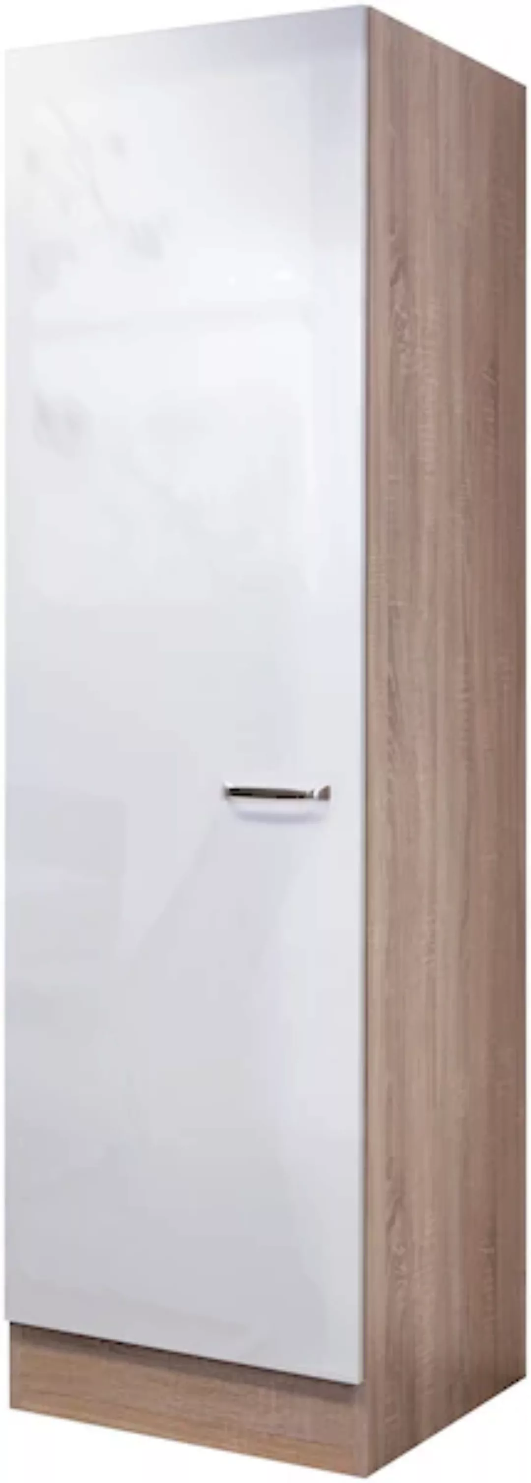 Flex-Well Exclusiv Geschirrschrank Valero 50 cm Hochglanz Weiß-Sonoma Eiche günstig online kaufen