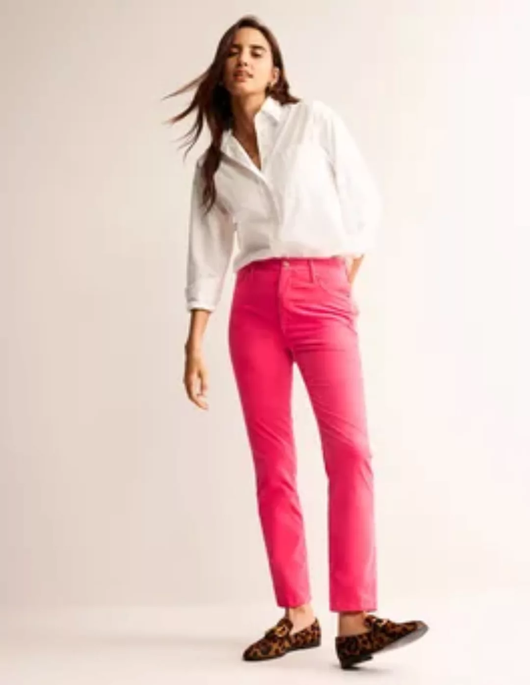 Schmale, gerade Jeans aus Veloursamt Damen Boden, Graurosa günstig online kaufen