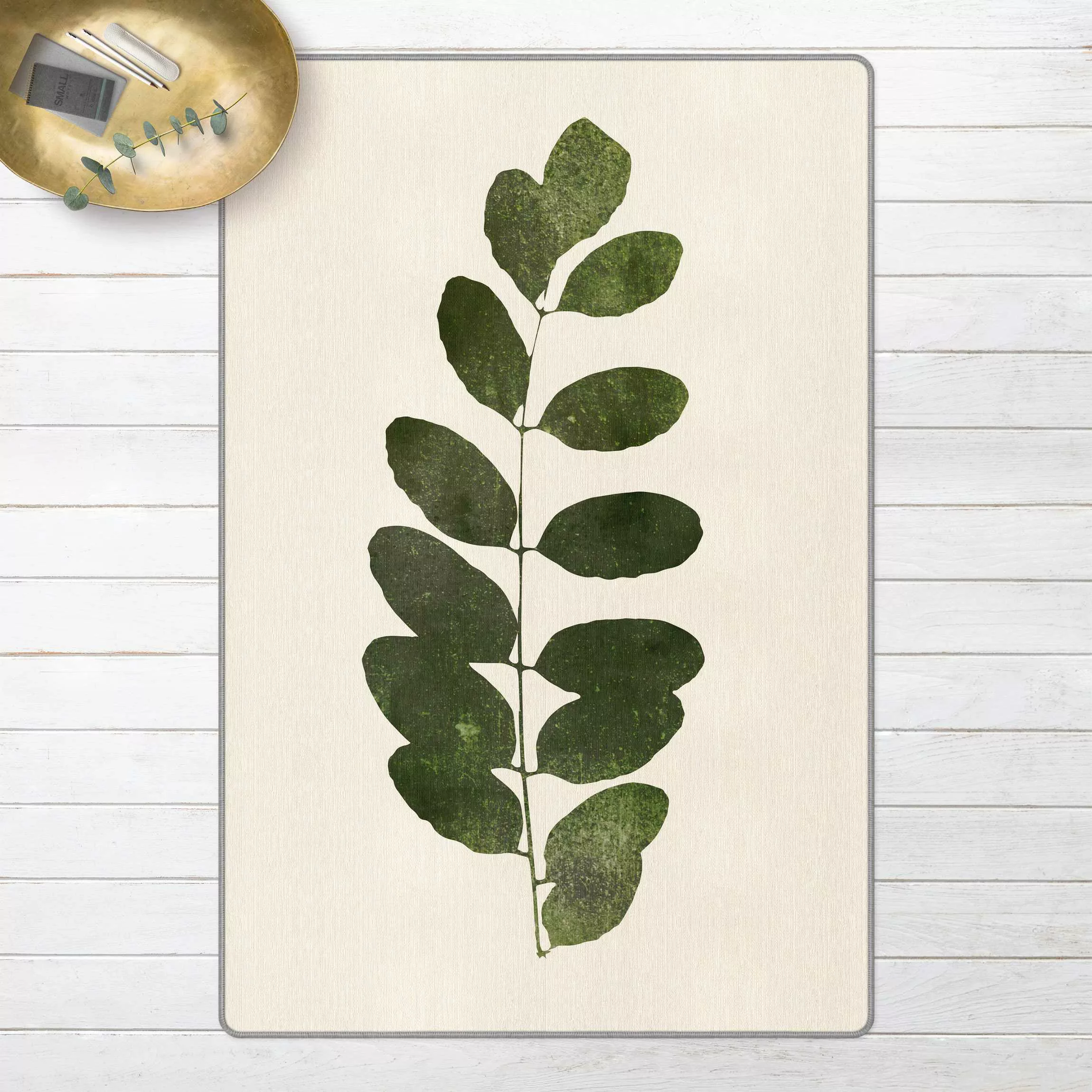 Teppich Grafische Pflanzenwelt - Dunkelgrün günstig online kaufen