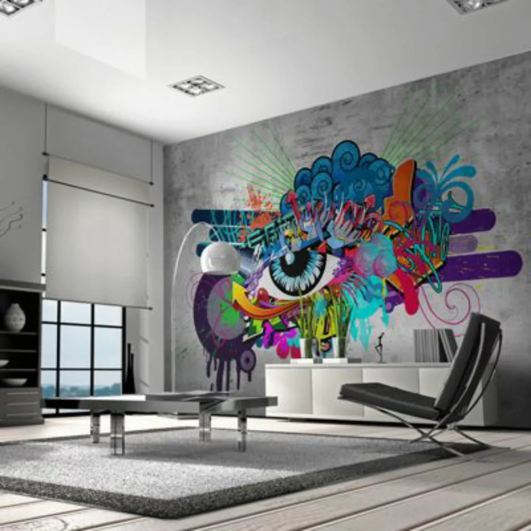 artgeist Fototapete Graffiti eye grau Gr. 100 x 70 günstig online kaufen