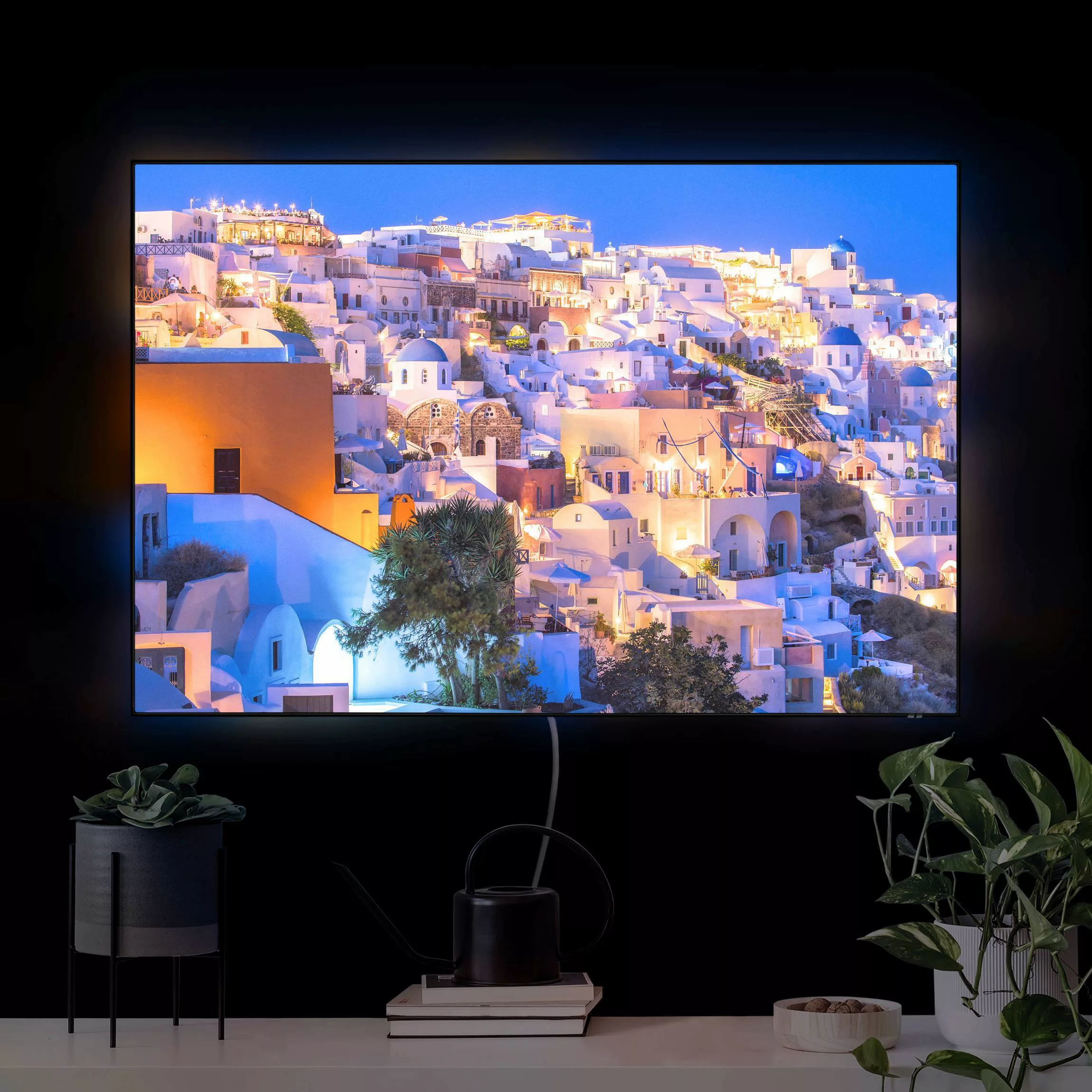 LED-Wechselbild Santorini at night günstig online kaufen