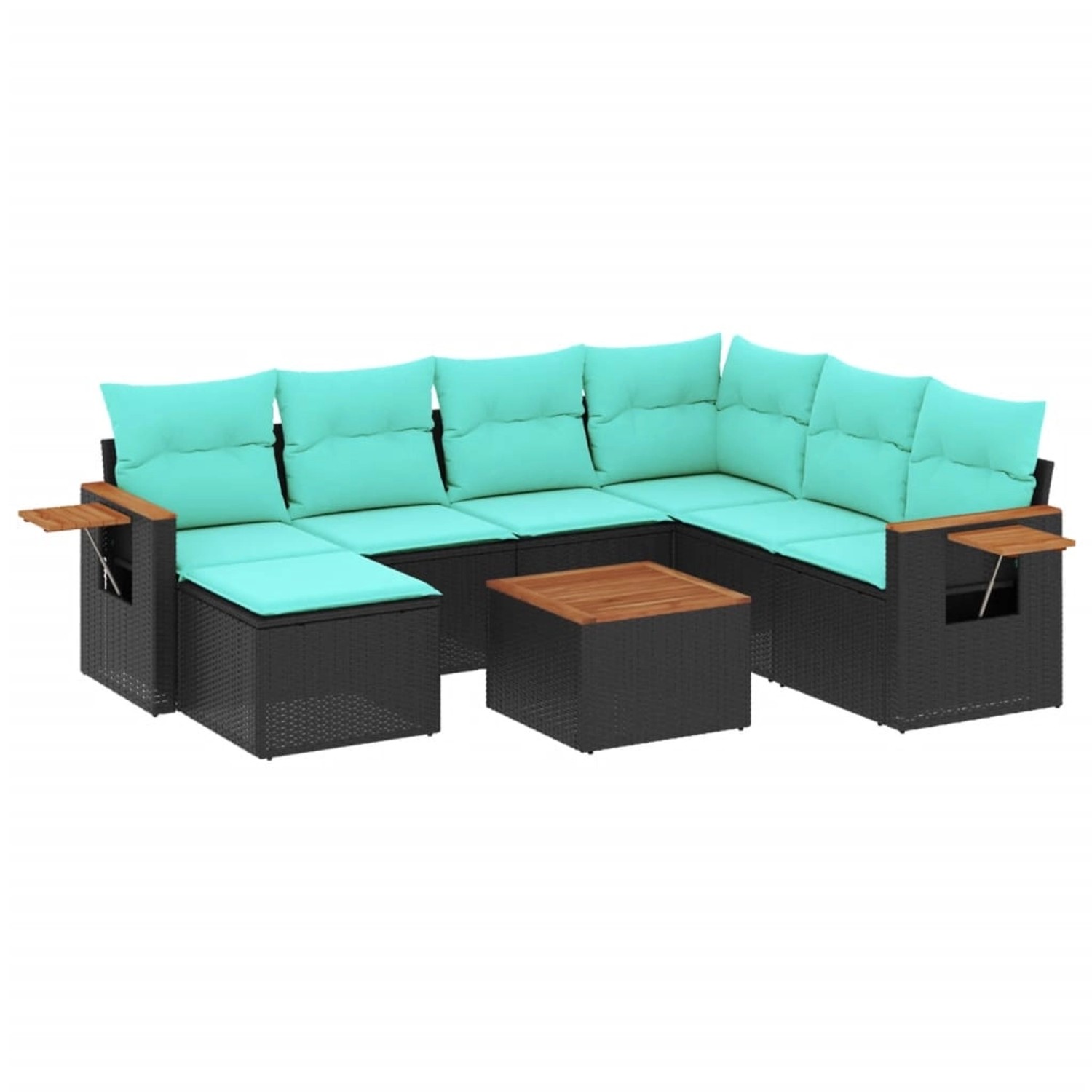 vidaXL 8-Tlg Garten-Sofagarnitur mit Kissen Schwarz Poly Rattan 3227051 günstig online kaufen