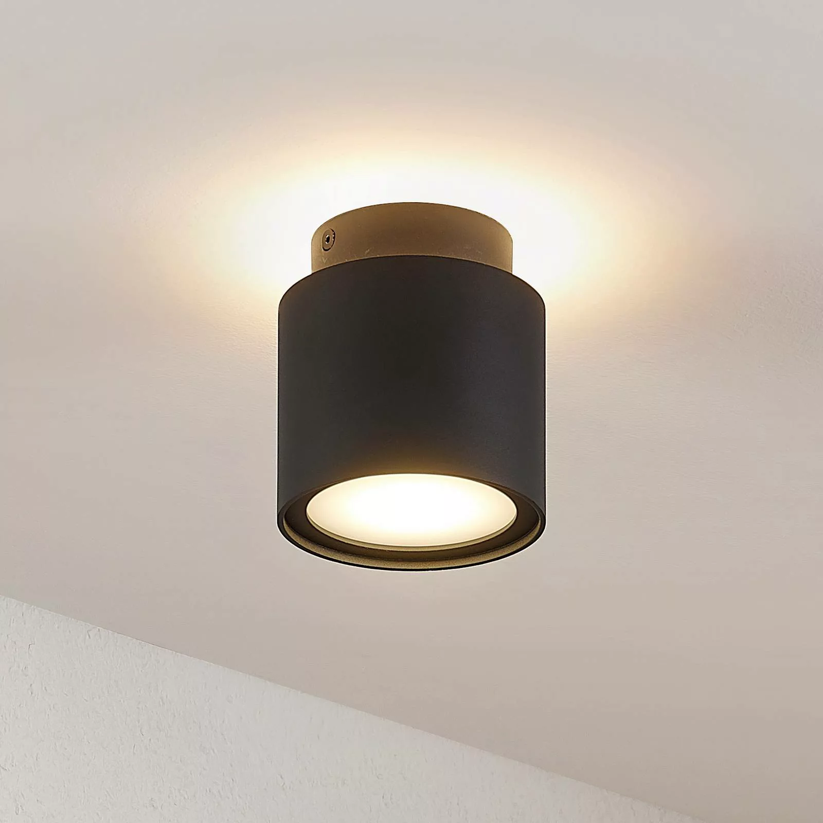 Arcchio Walisa Deckenlampe, Milchglas, schwarz günstig online kaufen