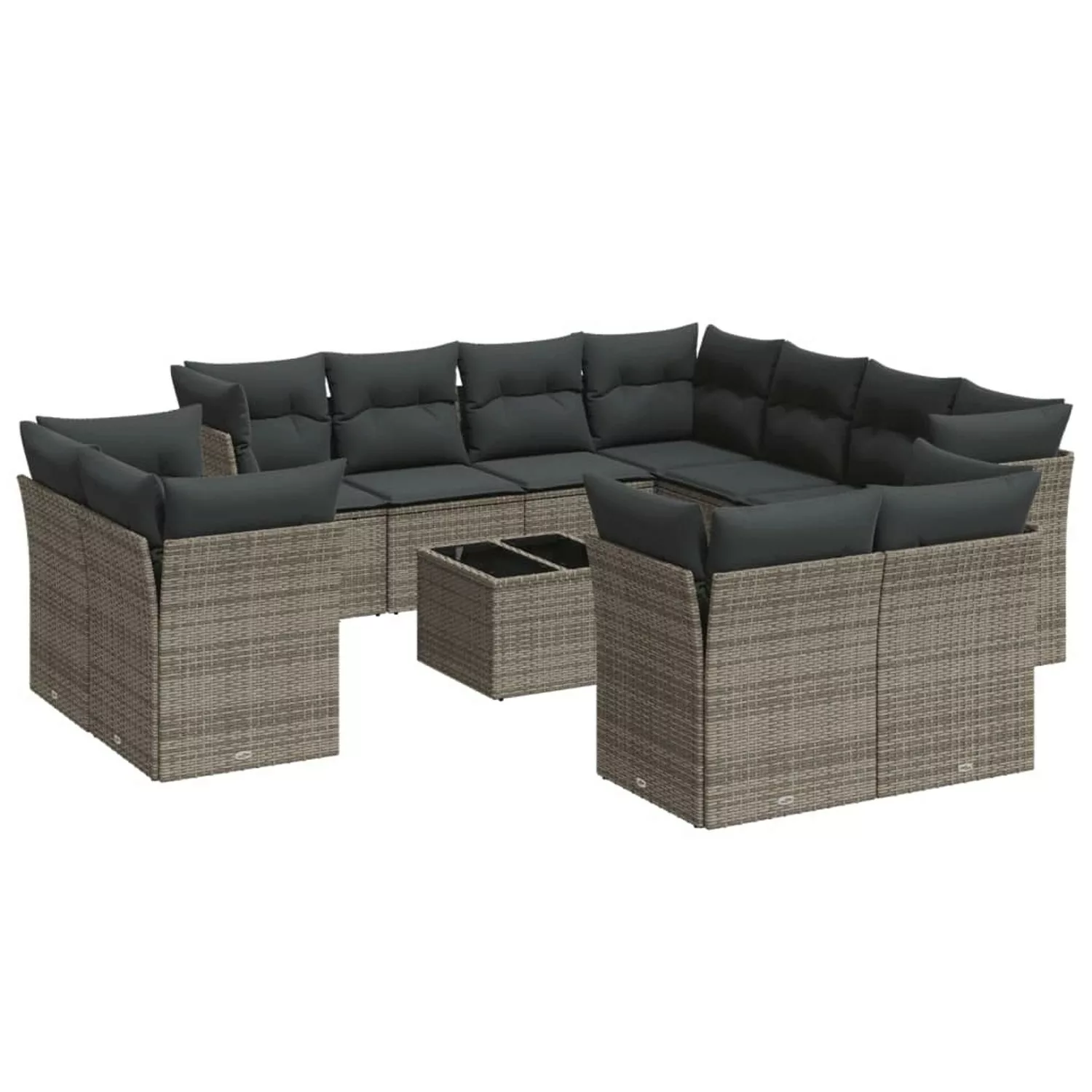 vidaXL 12-tlg Garten-Sofagarnitur mit Kissen Grau Poly Rattan Modell 18 günstig online kaufen