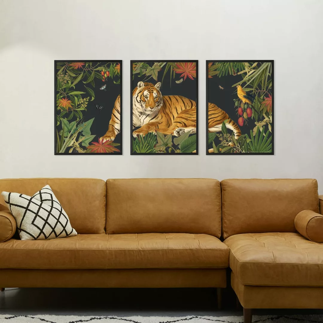 3 x Natural History Museum 'Vintage Tiger' gerahmte Kunstdrucke (verschiede günstig online kaufen