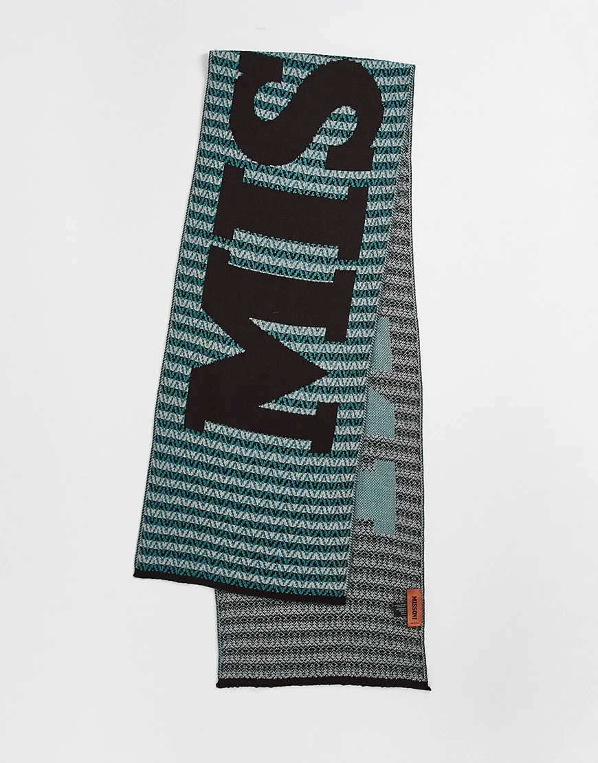 Missoni – Gestreifter Schal mit Logo in Blau-bunt günstig online kaufen