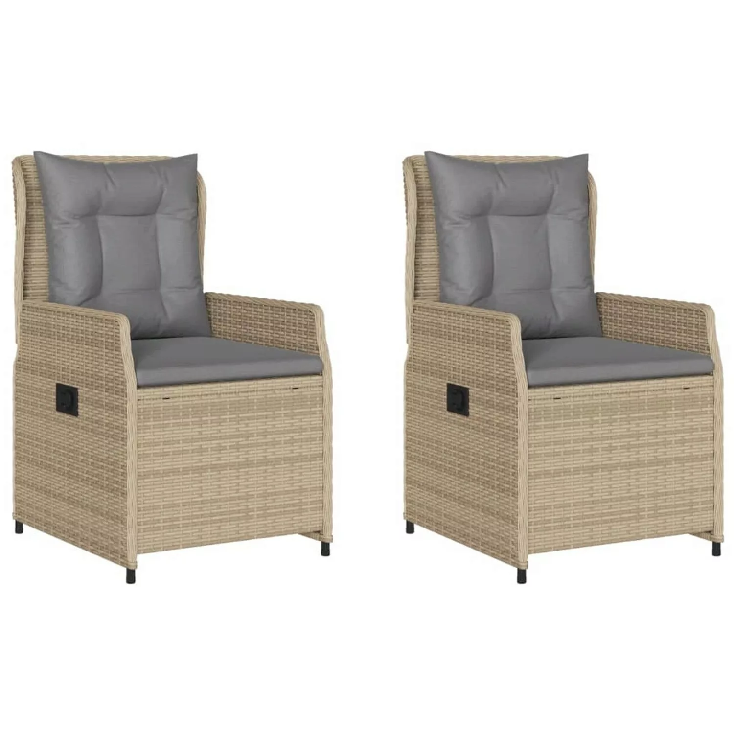 vidaXL Gartensessel 2 Stk. Verstellbar Beige Poly Rattan günstig online kaufen