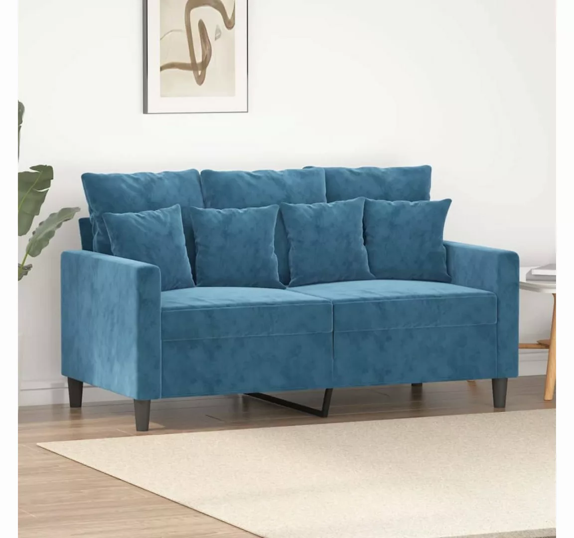 vidaXL Sofa, 2-Sitzer-Sofa Blau 120 cm Samt günstig online kaufen