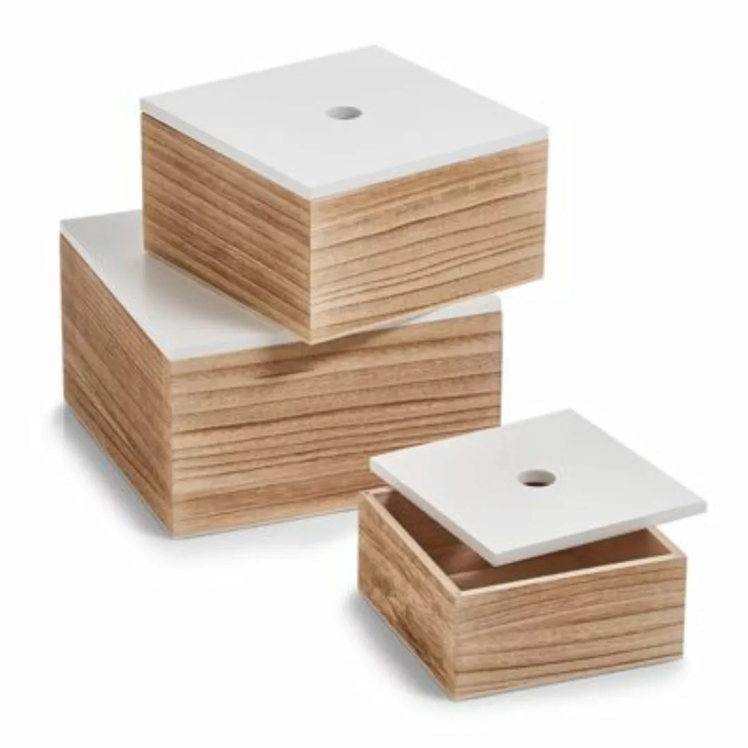 HTI-Living Aufbewahrungsboxen-Set Holz 3-teilig 24 x 24 x 14 cm natur günstig online kaufen