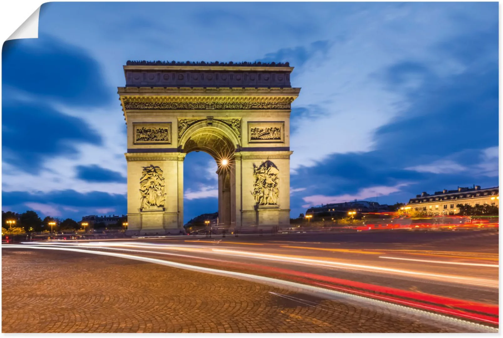 Artland Poster "Paris Triumphbogen abends", Paris, (1 St.), als Alubild, Le günstig online kaufen