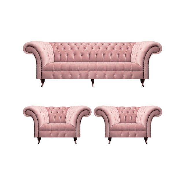 JVmoebel Chesterfield-Sofa Luxus Rosa Design Modern Chesterfield Sofagarnit günstig online kaufen