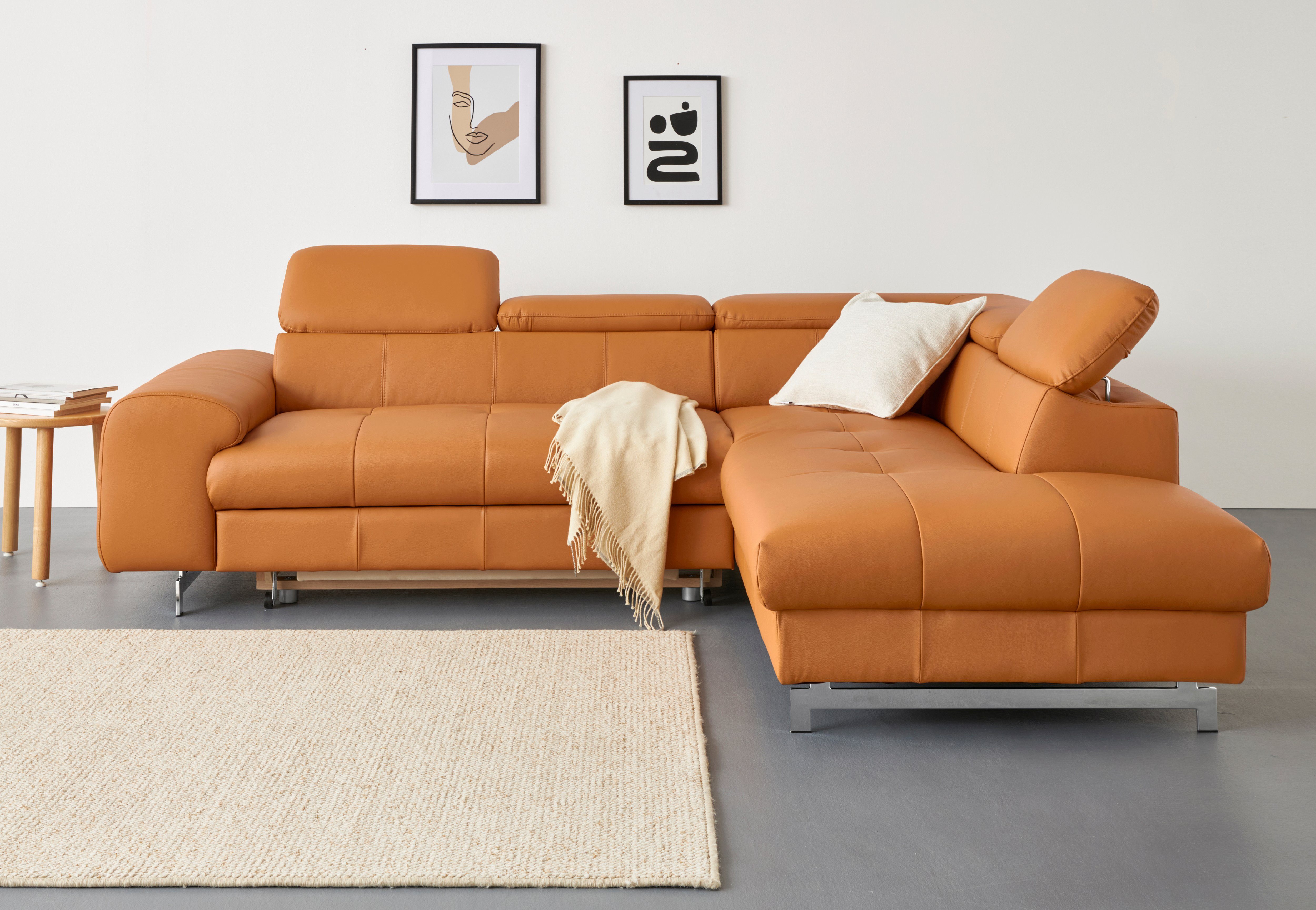 COTTA Ecksofa "Chef L-Form", mit Kopfteilverstellung, edle Metallkufen, wah günstig online kaufen