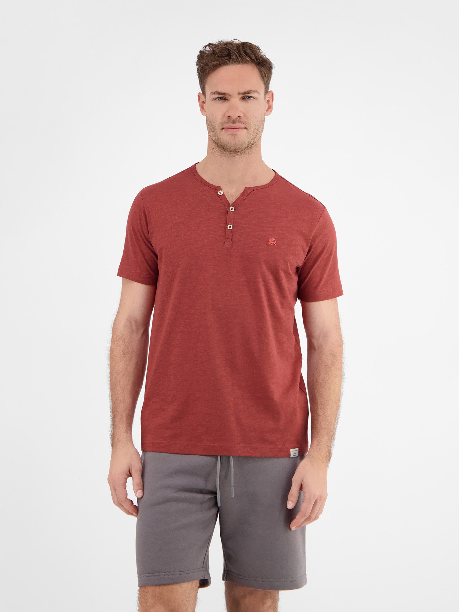 LERROS Henleyshirt "LERROS Serafino-Shirt in unifarbener Strukturware" günstig online kaufen