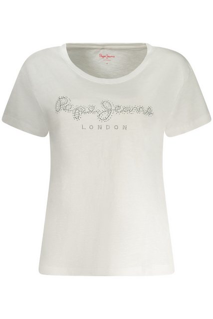 Pepe Jeans T-Shirt Damen T-Shirt Weiß Kurzarm mit Strass - günstig online kaufen