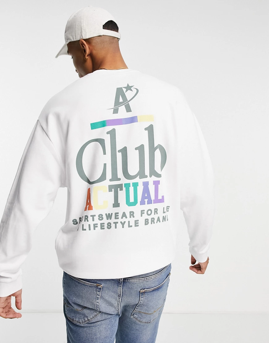 ASOS Actual – Oversize-Sweatshirt in Weiß mit „Club Actual“-Grafikprint auf günstig online kaufen