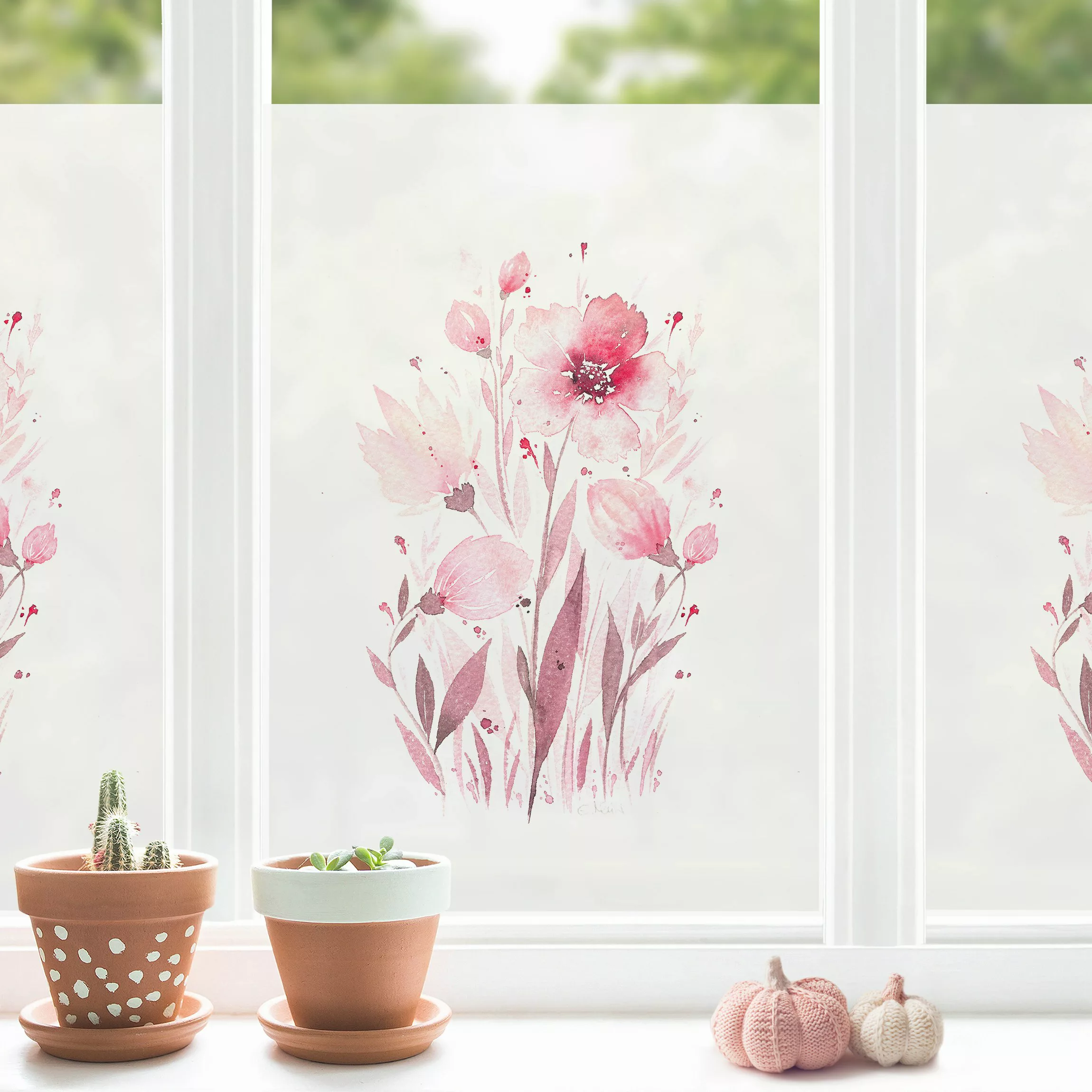Fensterfolie Esther Meinl - Rosa Aquarell Blumen günstig online kaufen