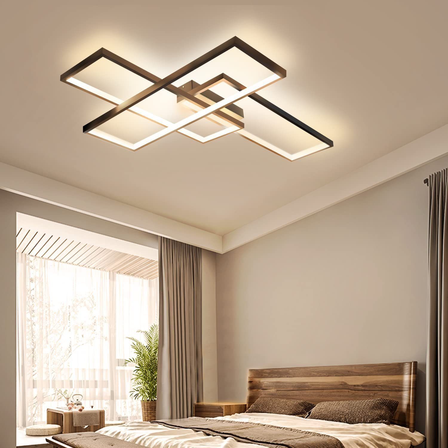 Nettlife LED Deckenleuchte Modern Schwarz 35W günstig online kaufen
