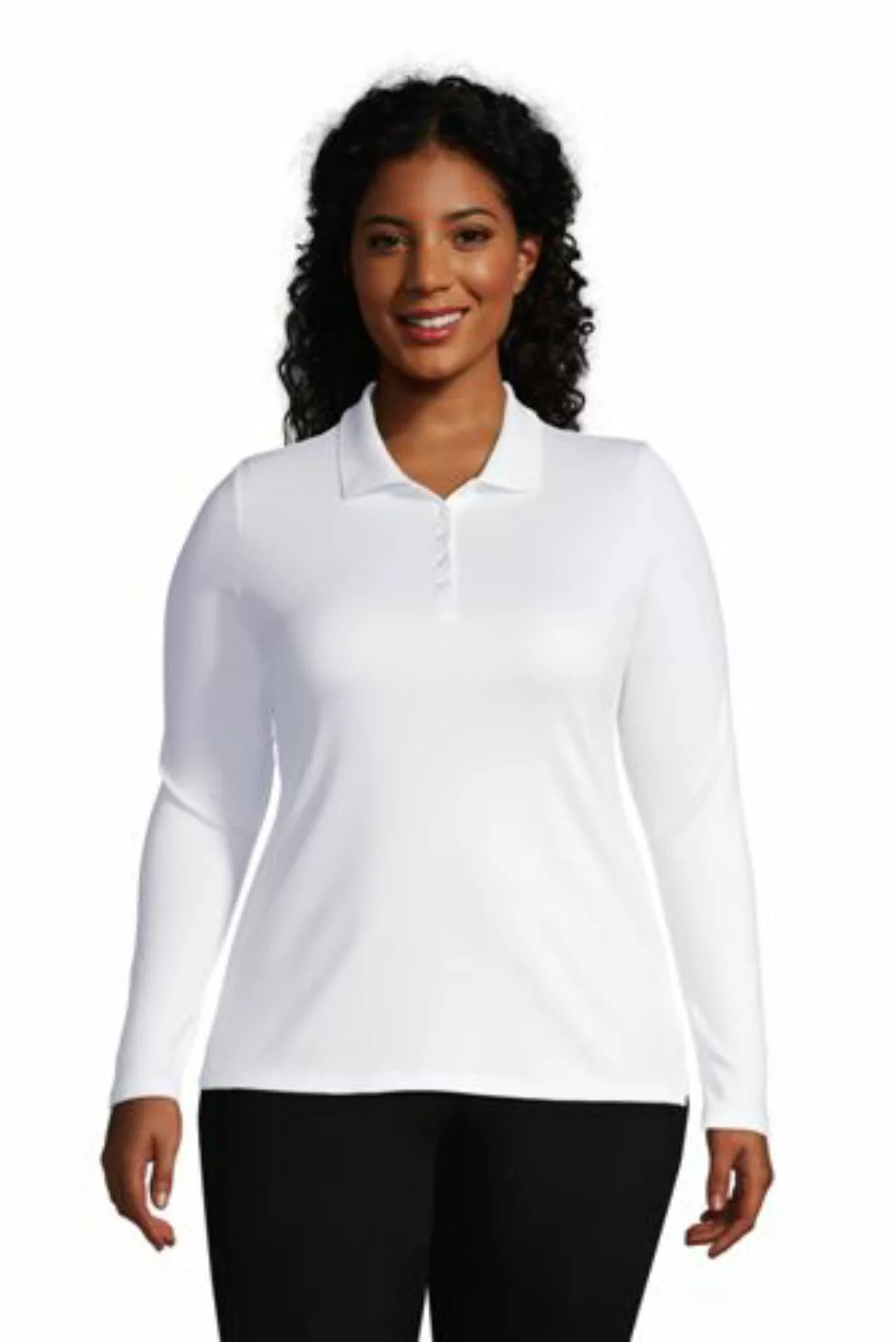 Supima-Poloshirt mit langen Ärmeln in großen Größen, Damen, Größe: 56-58 Pl günstig online kaufen