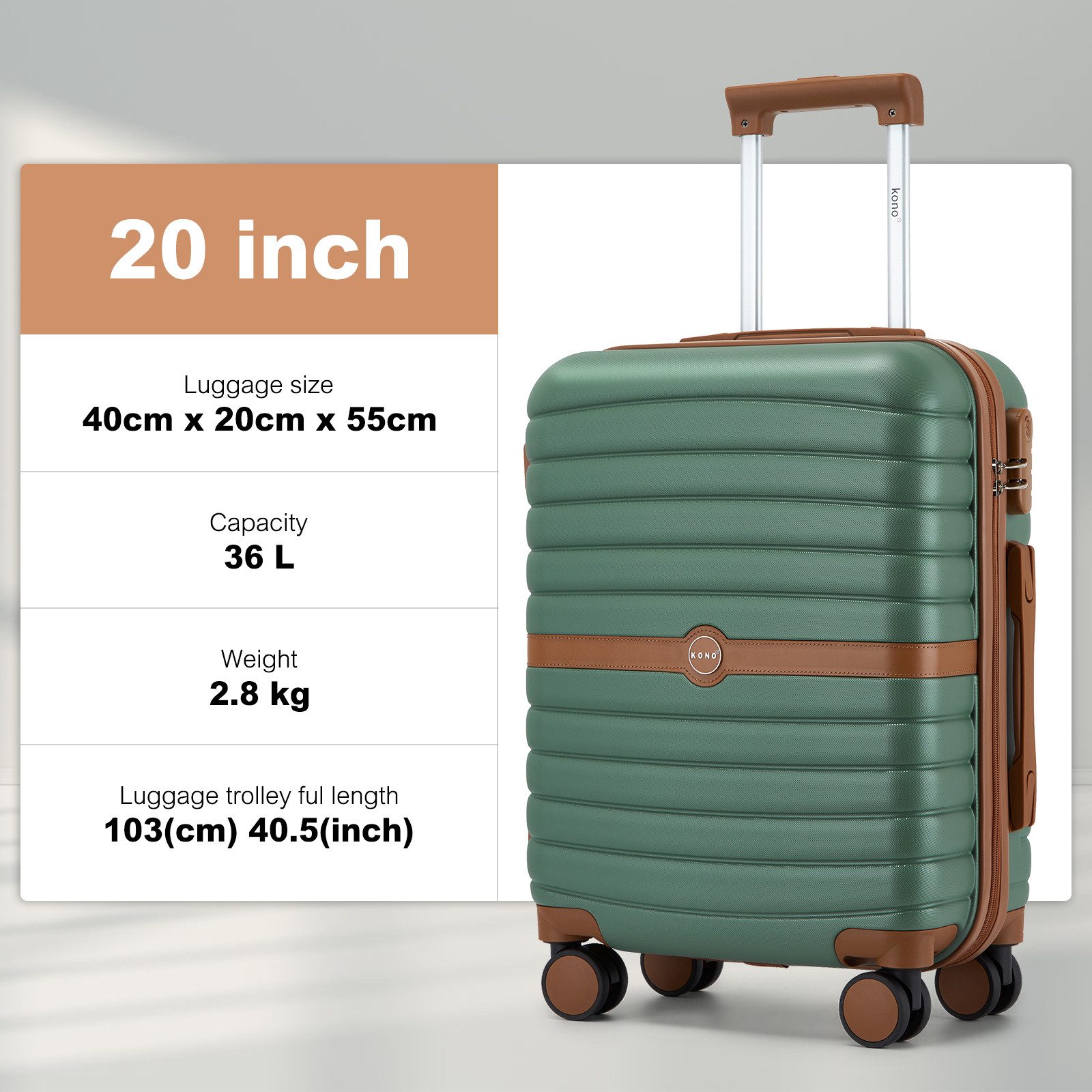 KONO Kofferset Hartschalenkoffer (55/66,5/76,5 cm Hoch)+Kabinentasche günstig online kaufen