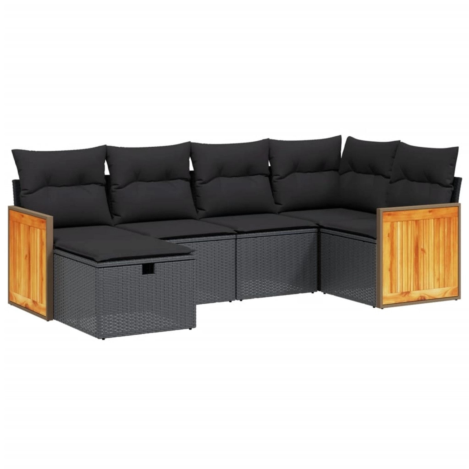 vidaXL 6-tlg Garten-Sofagarnitur mit Kissen Schwarz Poly Rattan Modell 170 günstig online kaufen