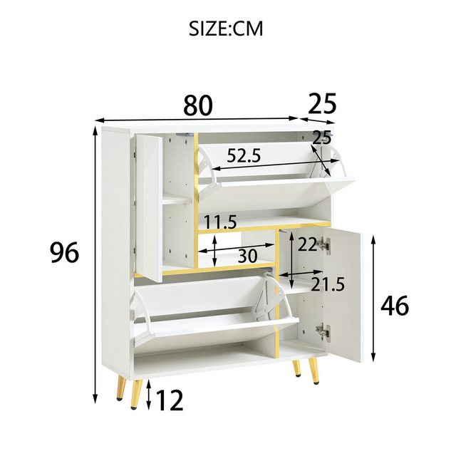 Merax Schuhkipper FSW200 mit LED-Beleuchtung (Hochglanzfront, 80x25x96 cm), günstig online kaufen