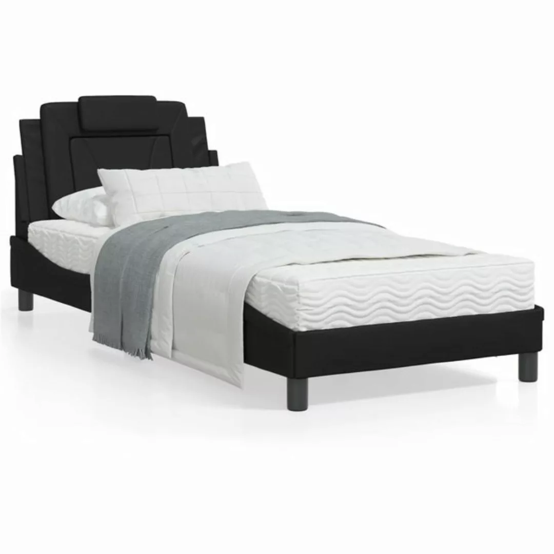 vidaXL Bett Bettgestell mit LED Schwarz 90x190 cm Kunstleder günstig online kaufen