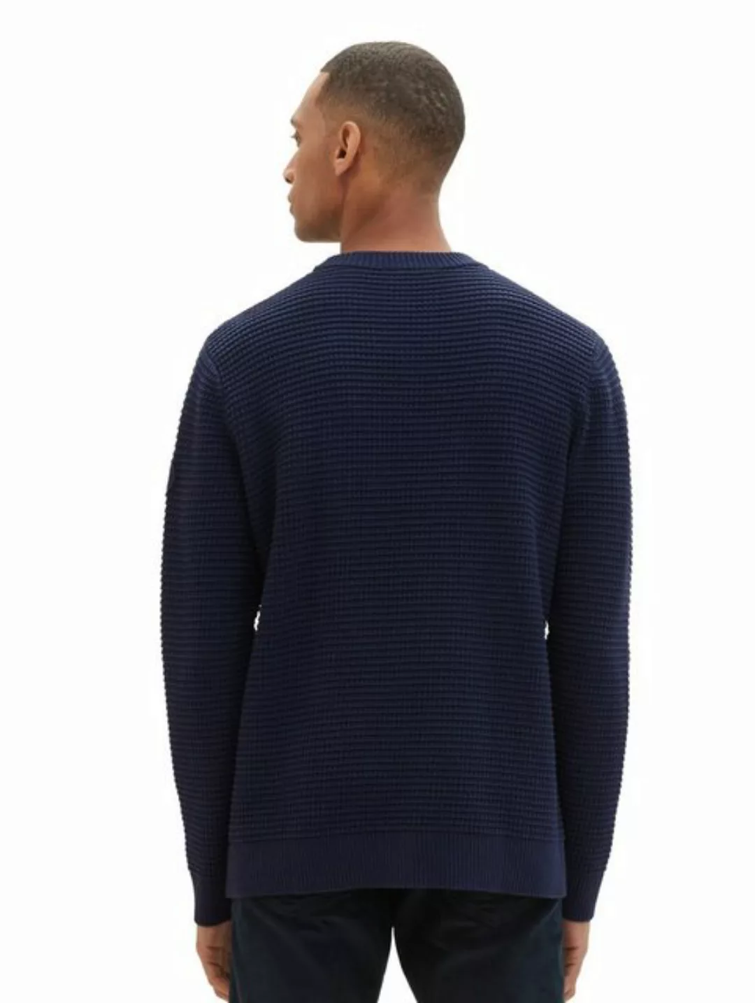 Tom Tailor Herren Rundhals Pullover STRUCTURED CREWNECK KNIT - Regular Fit günstig online kaufen