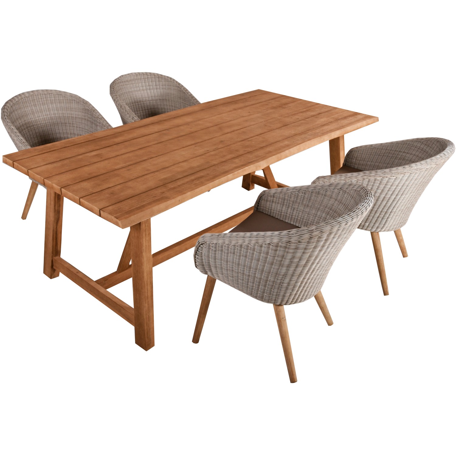 Garden Pleasure Gartenmöbel-Set Oakland/Arvado 5-teilig Braun-Grau FSC® günstig online kaufen