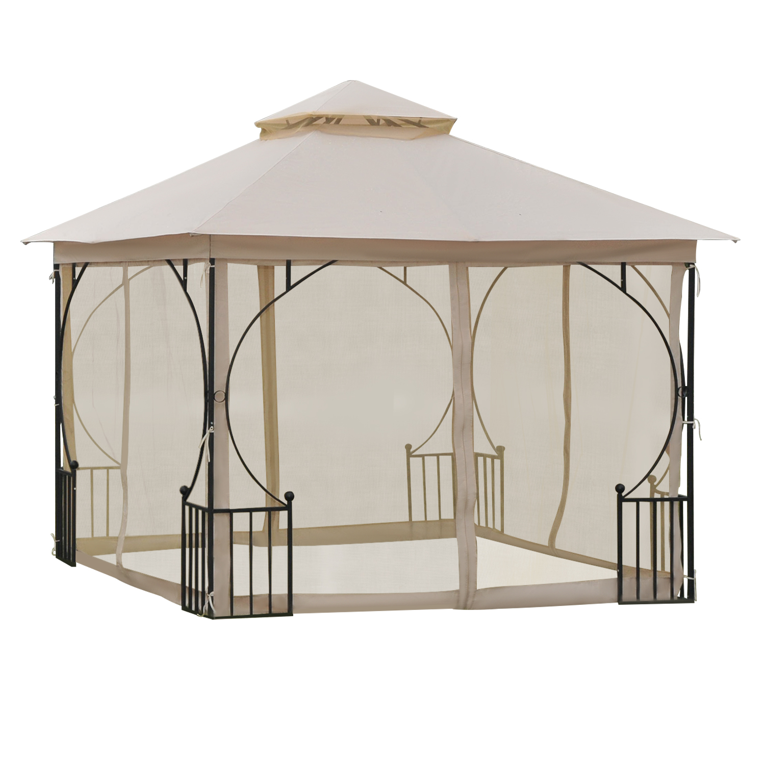 Outsunny Gartenpavillon café braun Stahl B/H/L: ca. 300x270x300 cm günstig online kaufen