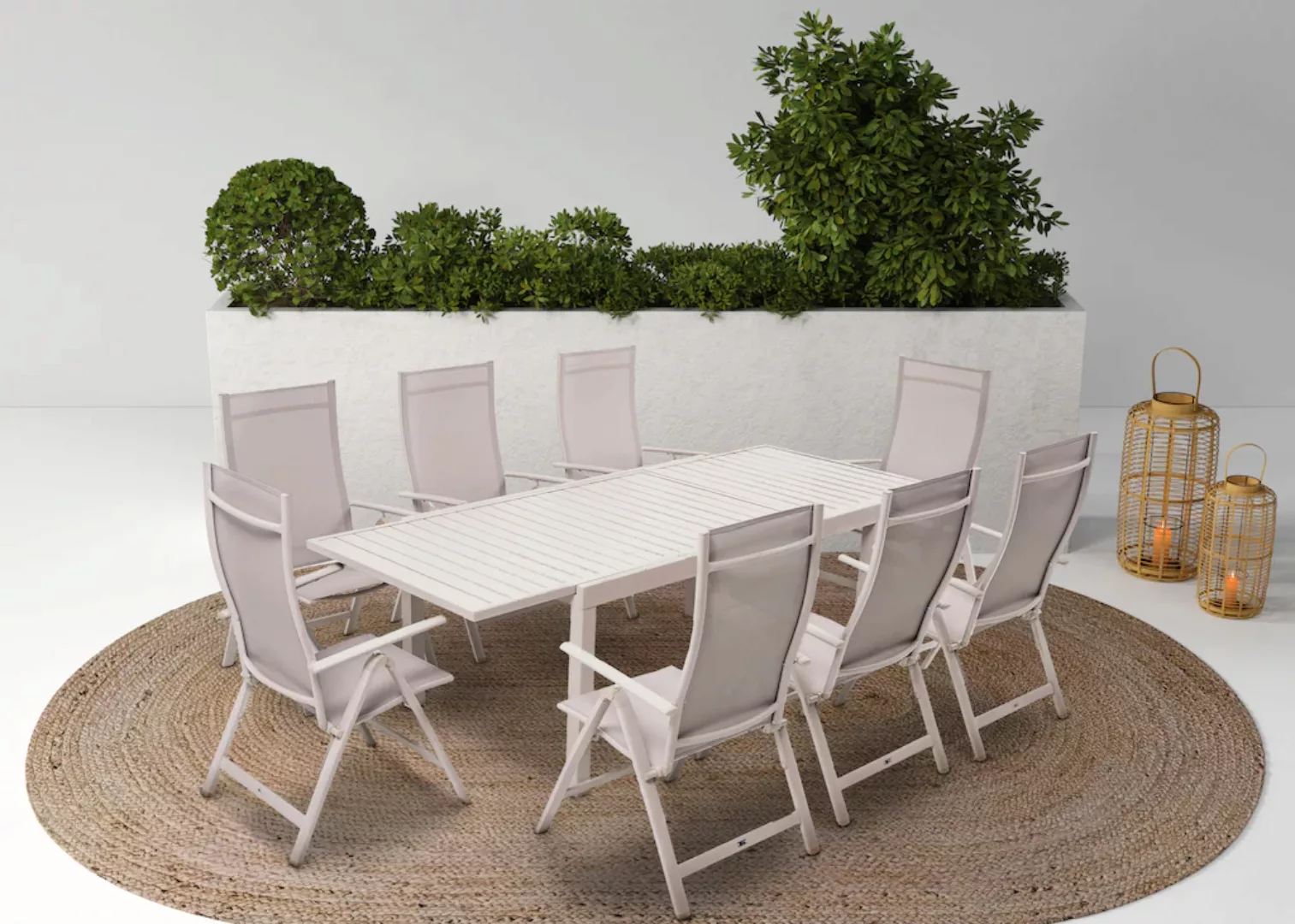 KONIFERA Garten-Essgruppe "Palermo", (Set, 9 tlg., 8x Sessel, 1x AZ-Tisch 1 günstig online kaufen