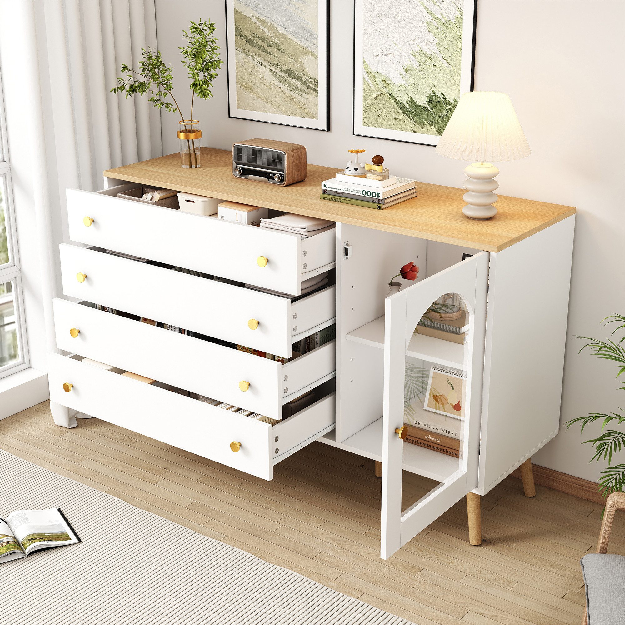 HAUSS SPOLE Wohnzimmer-Set Kommode mit 4 günstig online kaufen
