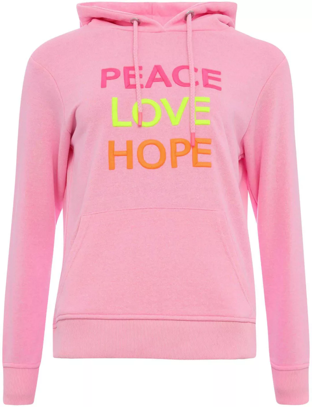 Zwillingsherz Kapuzensweatshirt Patrizia mit Peace-Love-Hope Strickerei günstig online kaufen