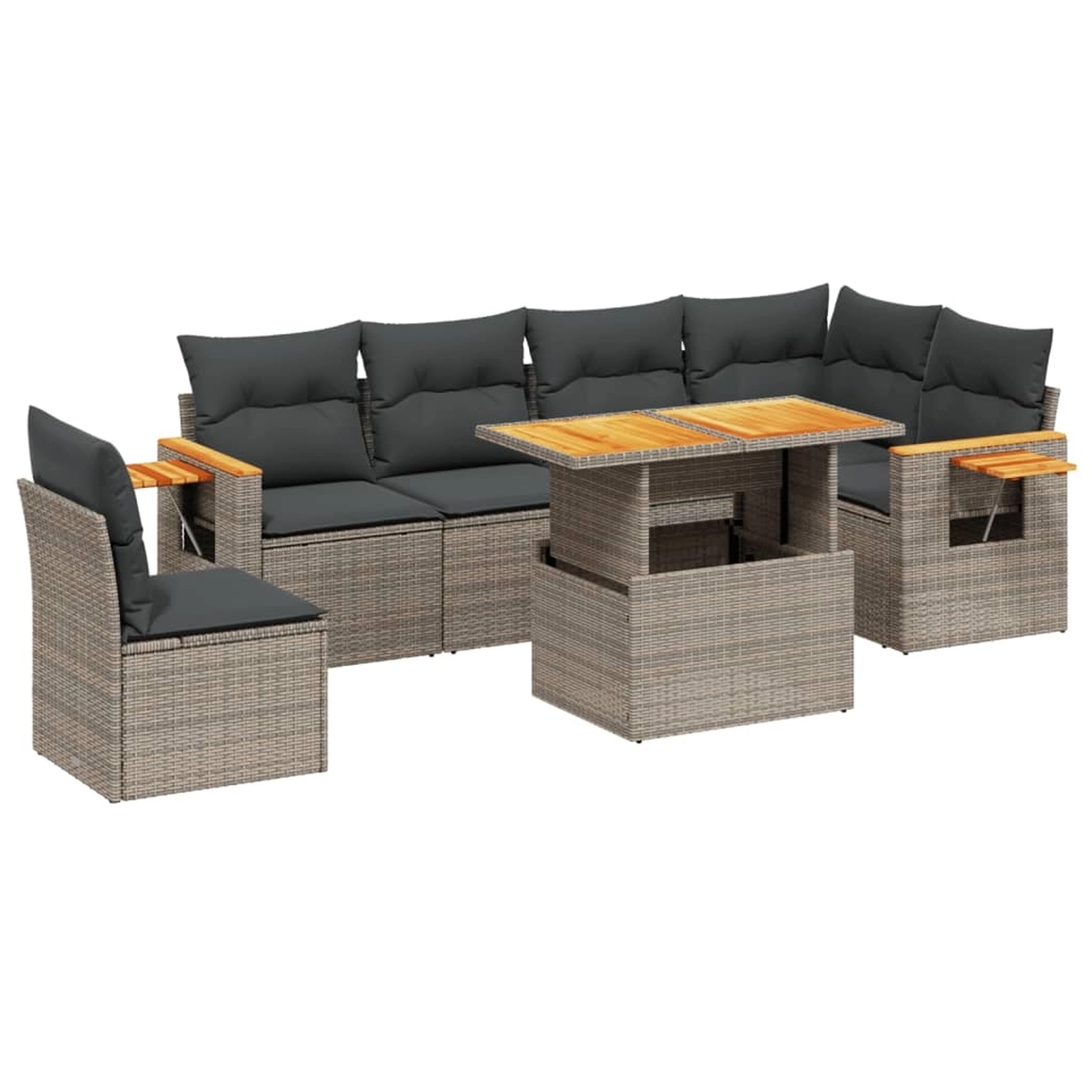 vidaXL 7-Tlg Garten-Sofagarnitur mit Kissen Grau Poly Rattan 3273545 günstig online kaufen